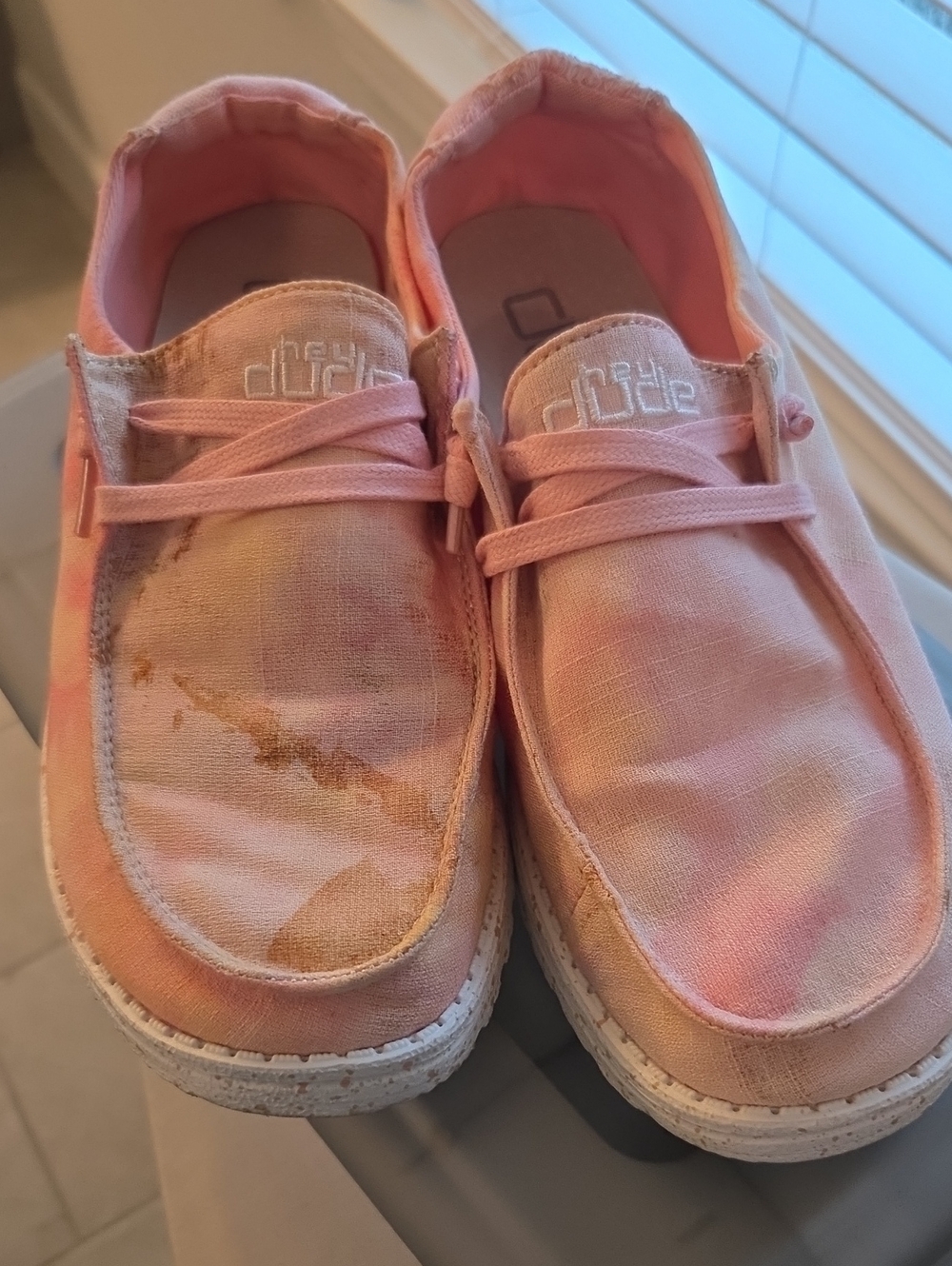 Hey Dude Pink Wendy TIE DYE Canvas Slip-On Shoes